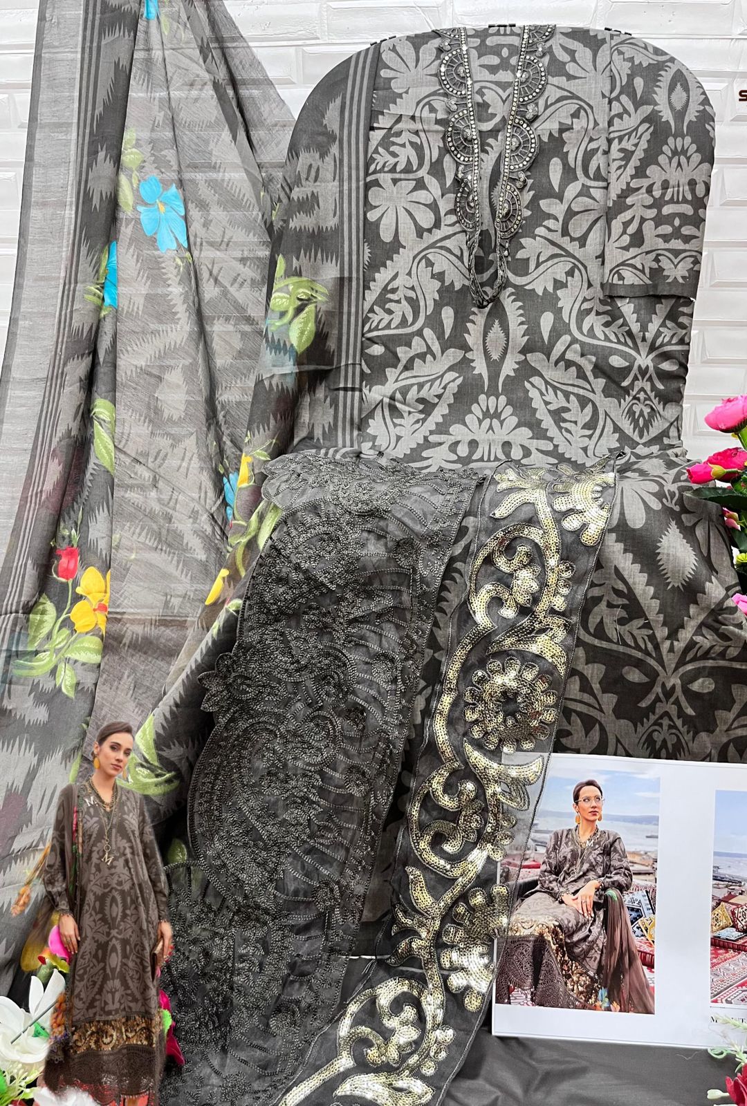 0124 Hazzel Embroidery Patch  Cotton Pakistani Suits Wholesale Shop In Surat
